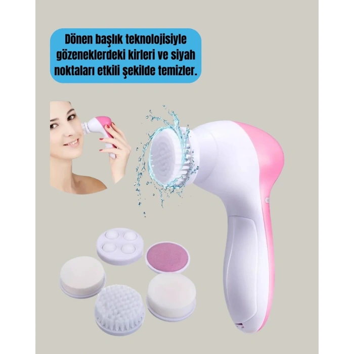 Derin Temizleme Ve Masaj İçin 5 Başlıklı Yüz Cilt Bakım Aleti