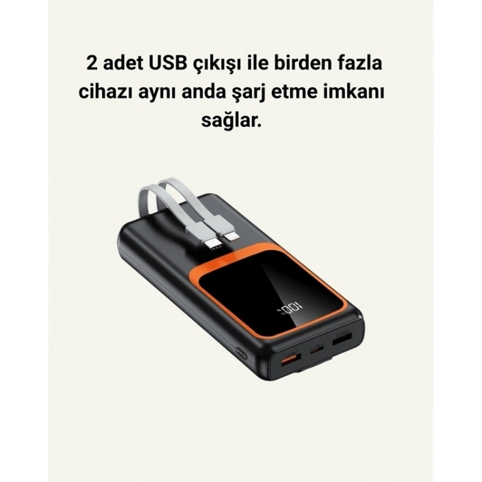 Dijital Ekranlı 20.000 Mah Powerbank | 22.5w Hızlı Şarj + Çoklu Bağlantı Seçeneği Yeni Nesil
