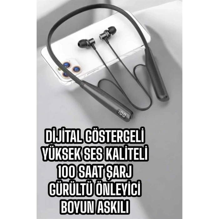 Dijital Göstergeli Kulak İçi Kablosuz Bluetooth Kulaklık Boyun Bantlı Yeni Nesil