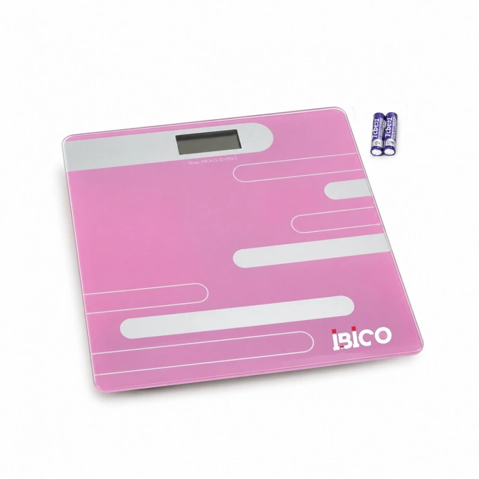 DİJİTAL - PİLLİ RENKLİ CAM BANYO BASKÜL TERAZİ TARTI LCD EKRAN 180KG/50GR 26X26CM İ11-024 (5263)