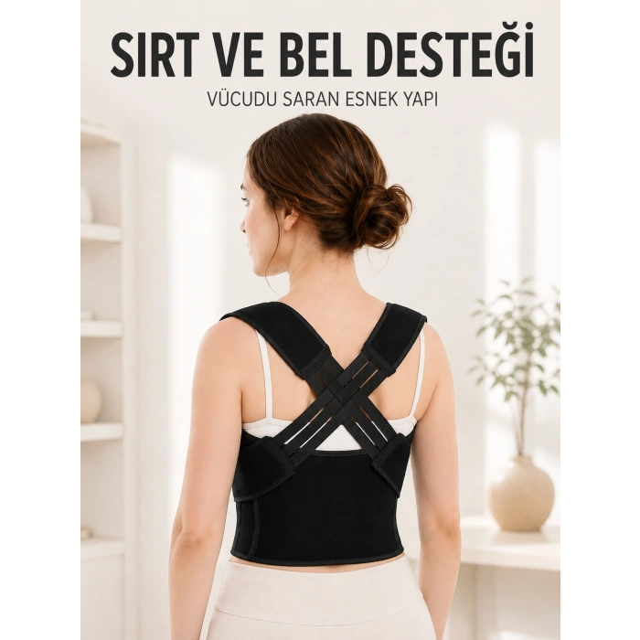 Dik Duruş Korsesi Ayarlanabilir Lastikli Sırt Ve Bel Destekli Postür Korsesi