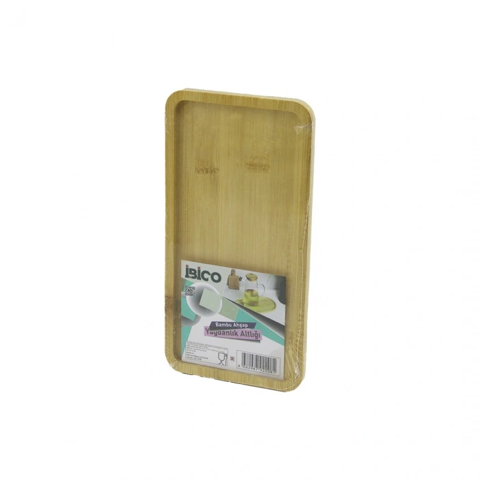 DİKDÖRTGEN AHŞAP BAMBU YAĞDANLIK ALTLIK MİNİ TEPSİ 12 X 23.4 X 0.8CM (5263)