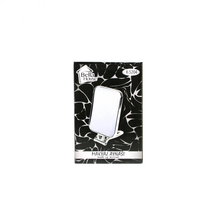 DİKDÖRTGEN - GÜMÜŞ 15X11.5CM MAKYAJ AYNASI ÇİFT TARAFLI KATLANIR AYAKLI (5263)