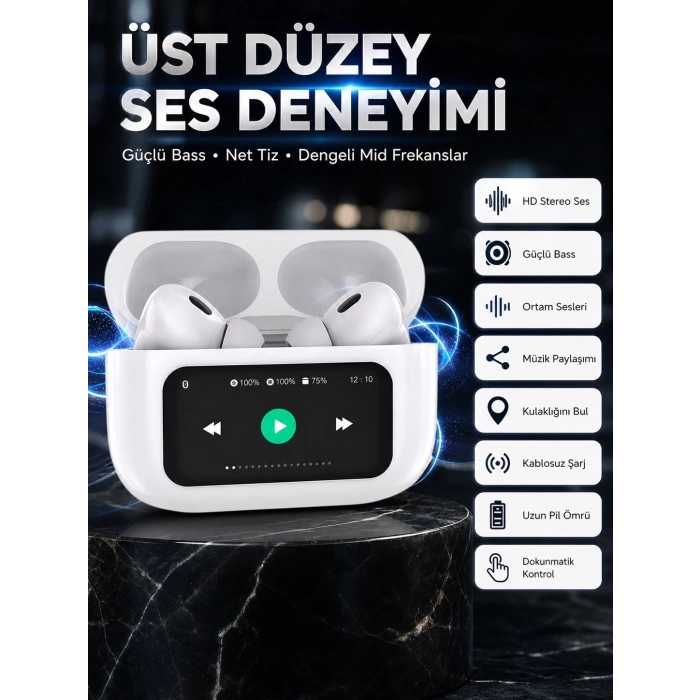 Dokunmatik Ekranlı Bluetooth Kulaklık Tws İos Android Tüm Telefonlara Uyumlu Kulaklık Yeni Nesil