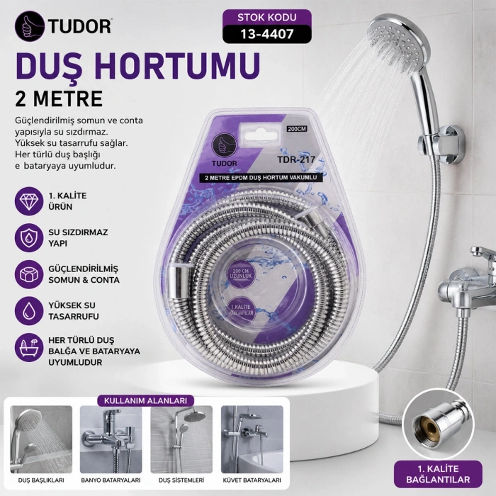 DUŞ HORTUMU 200CM VAKUMLU AMBALAJ (5263)
