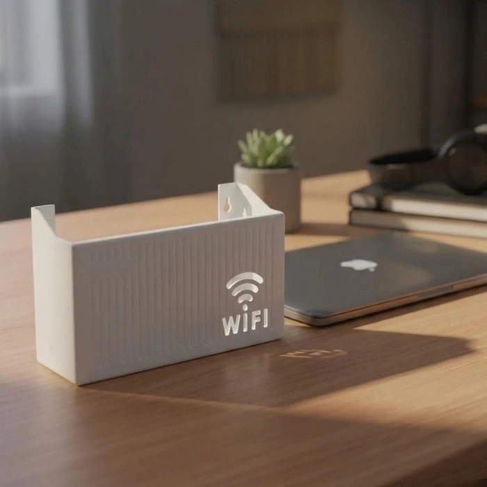 Duvar Tipi Wi-Fi Modem Saklama Kutusu(Beyaz) – Kablo Düzenleyici Router Raf Organizer (5263)