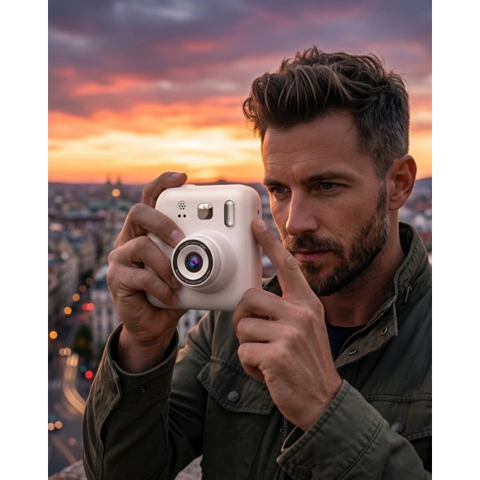 Eğlenceli Baskılı Çocuk Fotoğraf Makinesi Video Çekim 4 Rulo Kağıt 5 Kalem Set