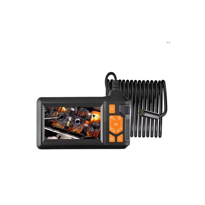 Ekranlı Üç Kameralı Çantalı 10 Metre Sert Kablo Yılan Endoskop Kamera  Sd Kart Girişli 8 Mm 4.3 Inc