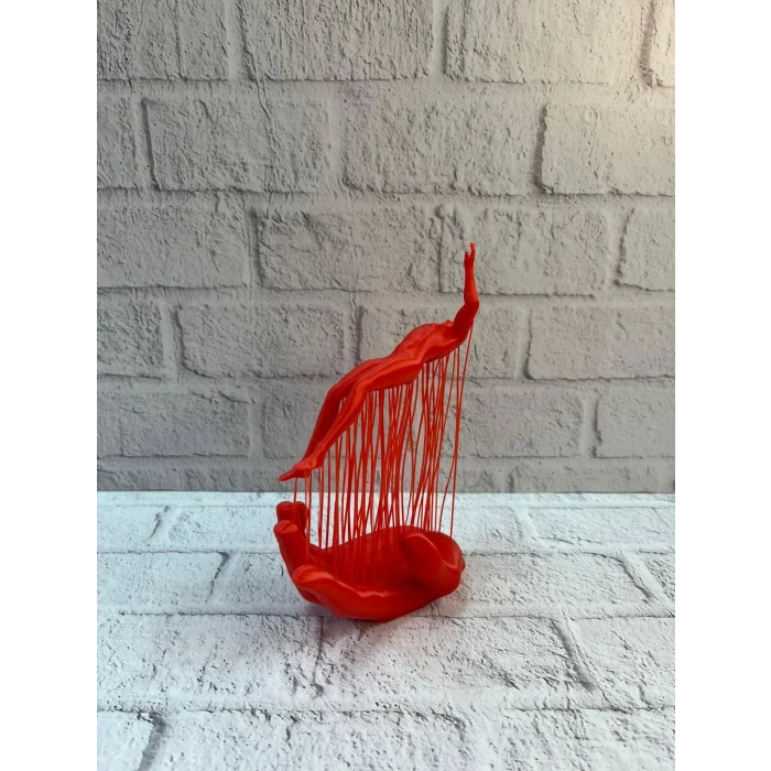 El Formlu İnsan Figürü Kırmızı Modern Dekoratif Biblo Soyut Tasarım 12x18 Cm