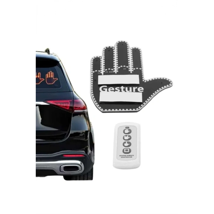 El Orta Parmak Led Kumandalı Araç İçi Reflektör Arka Cam El Simgesi