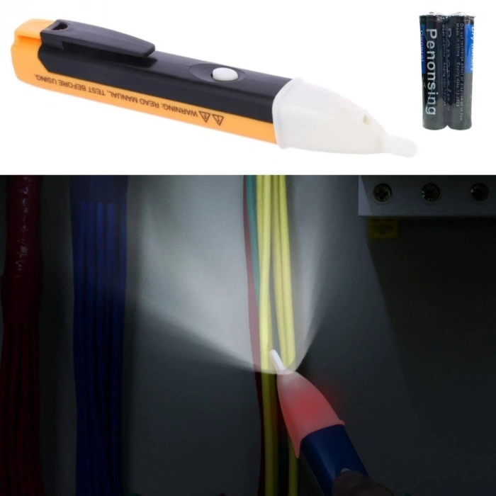 Elektrik Kaçak Dijital Kontrol Kalemi Cihazı -Dedektörlü Temassız Işıklı Kablo Voltaj Test (5263)