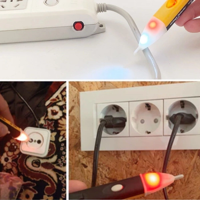 Elektrik Kaçak Dijital Kontrol Kalemi Cihazı -Dedektörlü Temassız Işıklı Kablo Voltaj Test (5263)