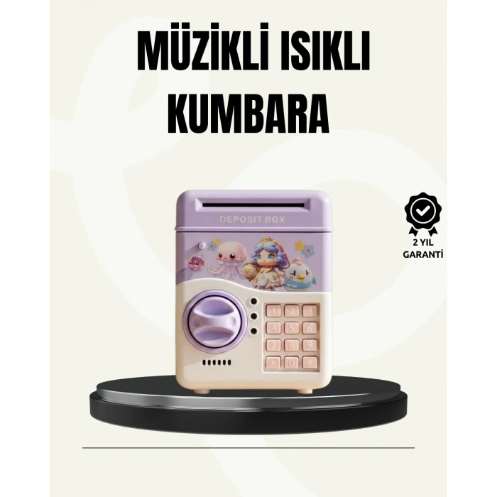 Elektronik Şifreli Atm Görünümlü Çocuk Kumbarası Mor