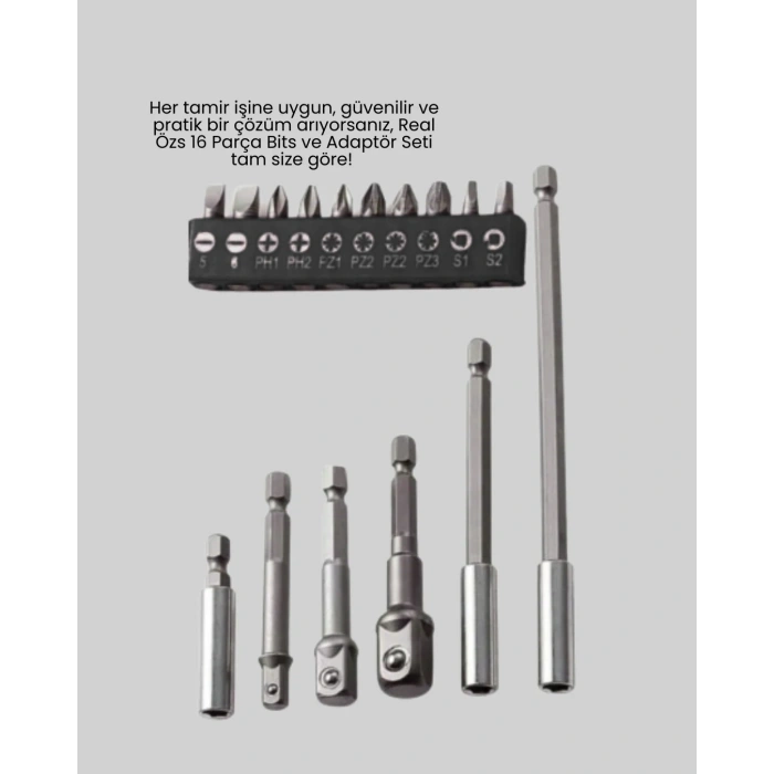 Ergonomik 16 Parça Bits Tornavida Uç Ve Adaptör Seti