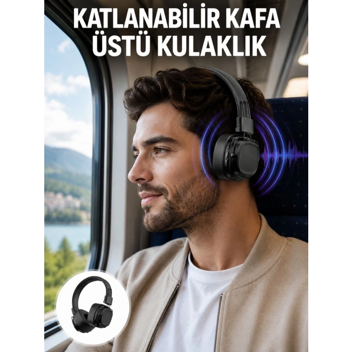 Ergonomik Konforlu Kablosuz Kulak Üstü Bluetooth Kulaklık Yeni Nesil