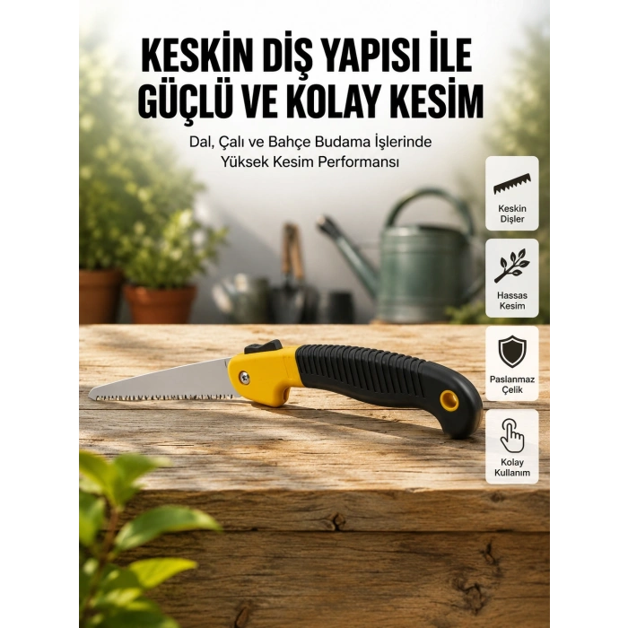 Ergonomik Saplı Katlanabilir Budama Testeresi