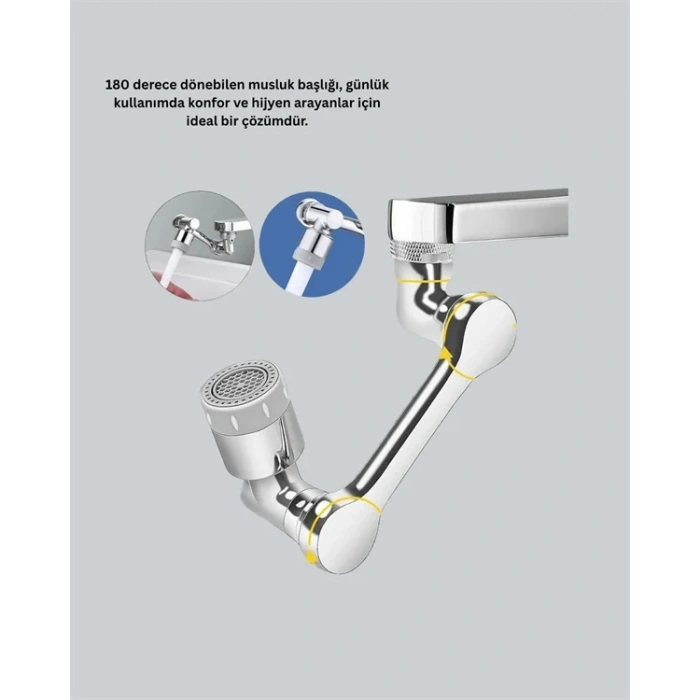 Esnek 1080° Musluk Başlığı 3 Eklemli Hareketli Su Modlu Lavabo Atı