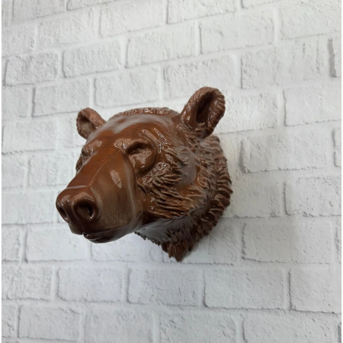 Ev Ve Ofis İçin Dekoratif Ayı Başı Heykel Hediyelik Duvar Aksesuarı