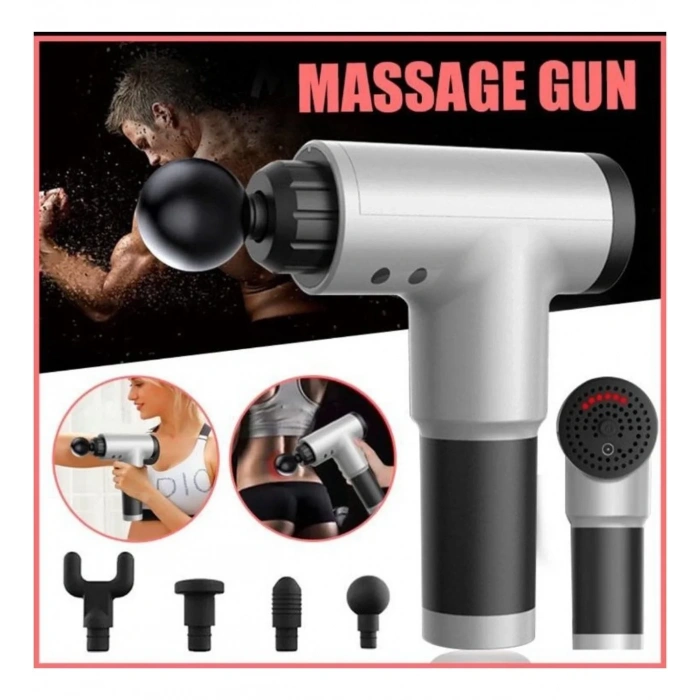 Fascial Gun RH-320 6 Kademe Hız Ayarlı, 4 Parça Başlıklı, Usb Şarjlı, Masaj Tabanca Aleti (5263)