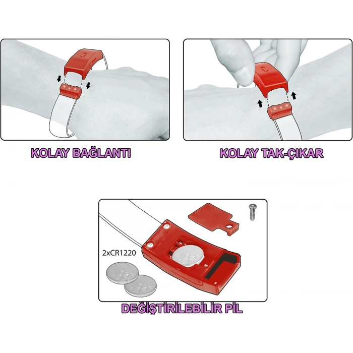 Festival &amp;amp; Parti LED Bileklik Baskı Yapılabilir 3 Farklı Mod Işıklı 1 Adet (5263)