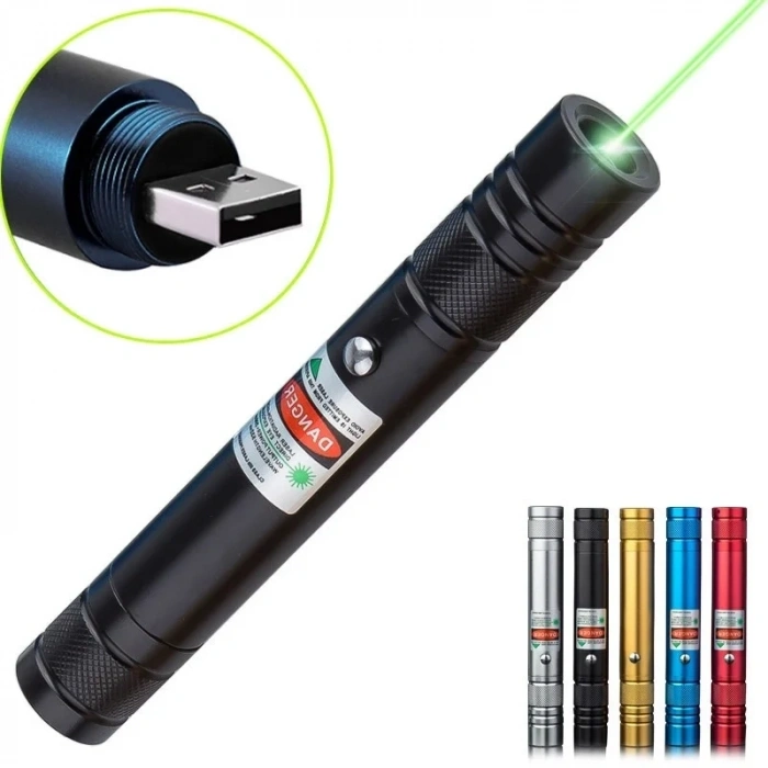 Fithome 100mw Desen Başlıklı Usb Şarjlı Yeşil Lazer Pointer