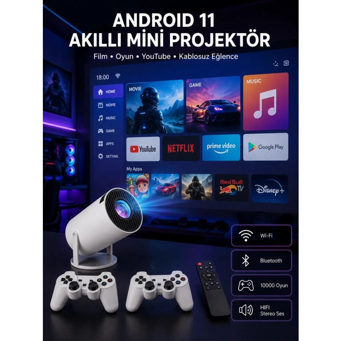 Full Hd 8 Gb Ayaklı Çift Kollu 4k Video Oyun Konsolu Taşınabilir Yeni Nesil