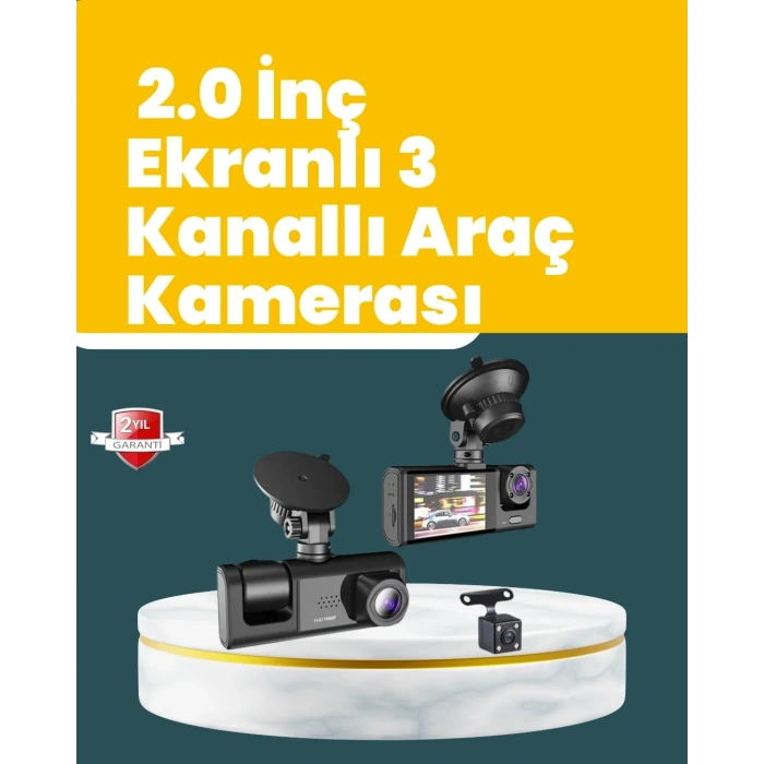 Full Hd Çift Yönlü Araç Kamerası  Hareket Algılama  Döngüsel Kayıt