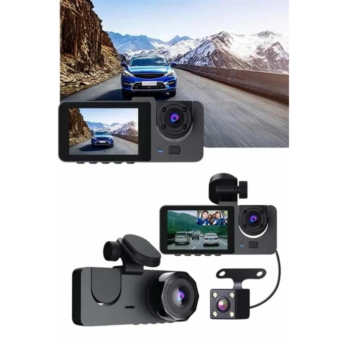 Gece Görüşlü Dvr 3 Lensli Araç İçi Sürüş Kamerası Video Kaydedici