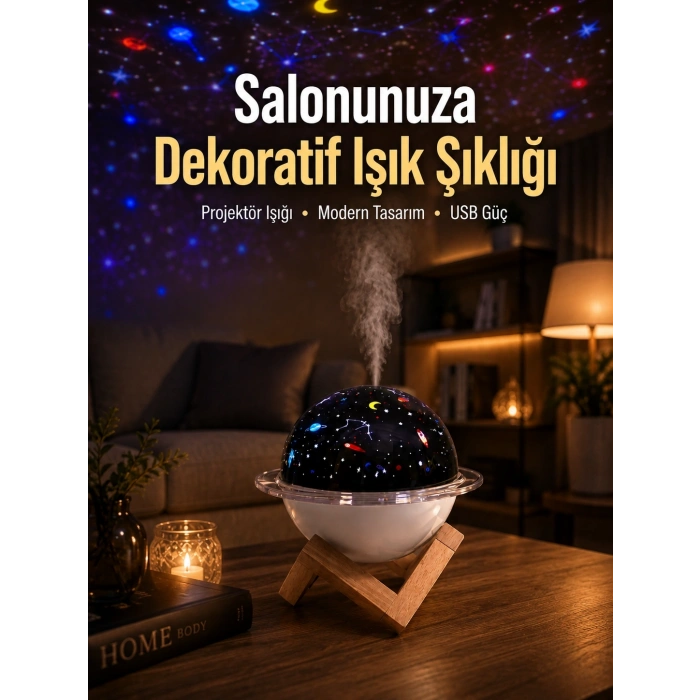 Gece Lambası Özellikli Taşınabilir Nemlendirici Ve Aromaterapi Cihazı Usb Girişli