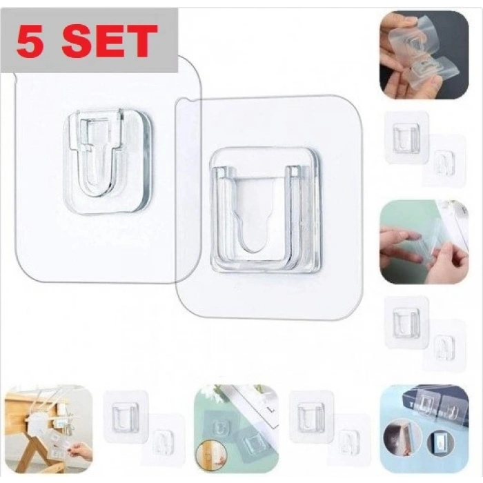 Geçmeli Klips Eşya Sabitleme Askısı 5 SET (5263)