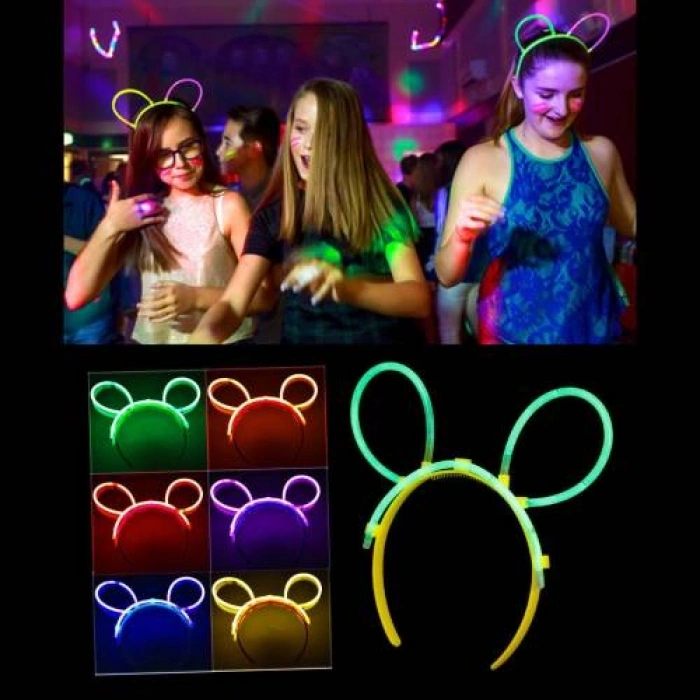 Glow Taç Fosforlu Taç Karışık Renk 12 Adet (5263)