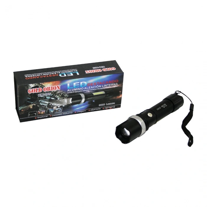 GOLD ORION KM-105 2IN1 ZOOMLU EL FENERİ - COB LED USB ŞARJLI METAL KASA 15.5CM 3000 LUMEN (5263)
