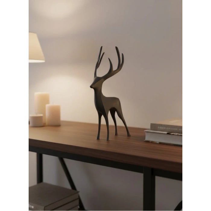 Gri Geyik Biblo Minimal Tasarım Şık Ev Aksesuarı