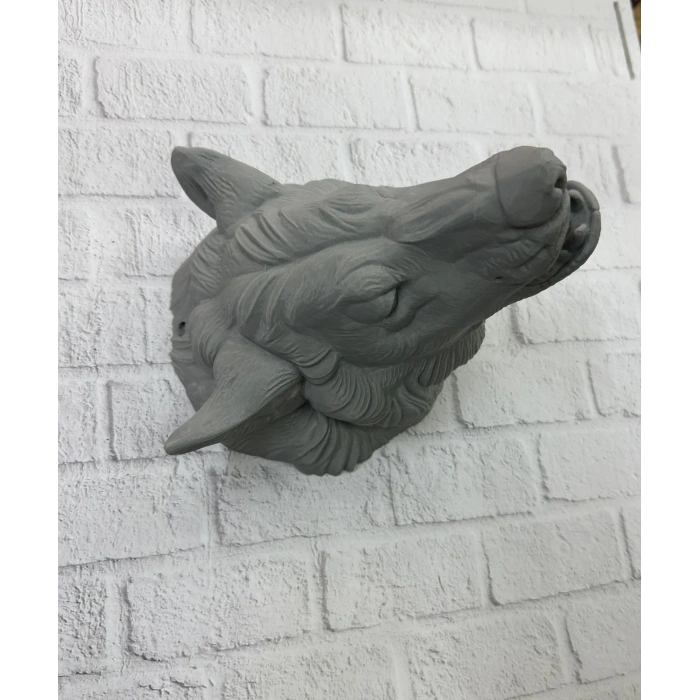 Gri Kurt Duvar Biblosu Güçlü Detaylı Dekoratif Tasarım 25x19 Cm