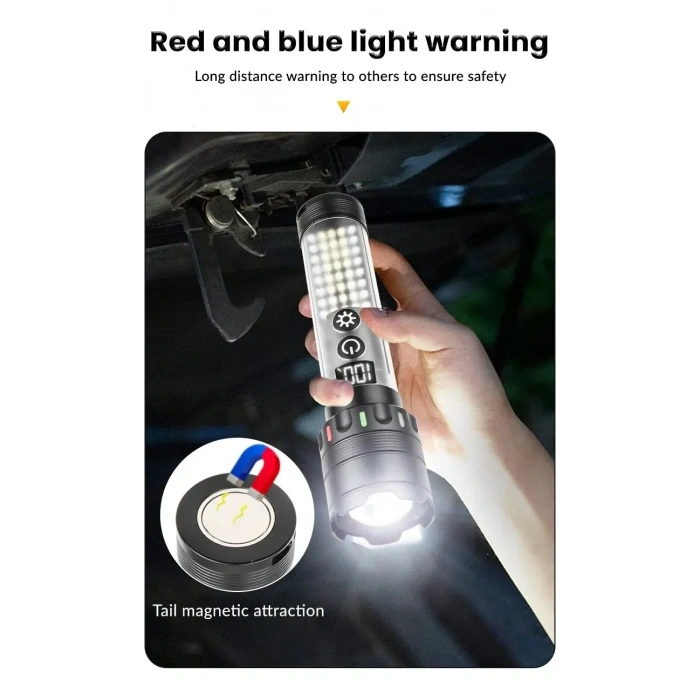 Güçlü Taktik Led El Feneri Paweınuo Sdt53 – 3800lm, 35w, Yan Cob Aydınlatma Ve Type-c Şarj Özelliğine Sahip (5263)