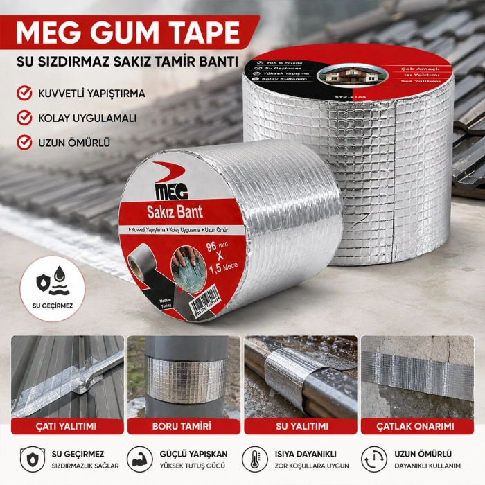 GUM TAPE 96MMX1.5MT SU SIZDIRMAZ SAKIZ TAMİR BANTI (5263)