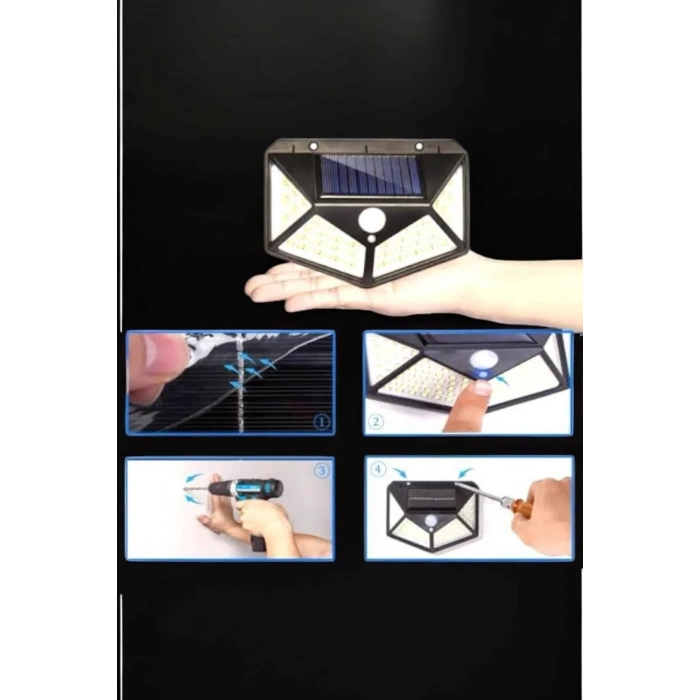 Güneş Enerjili Bahçe Aydınlatma Lambası Solar 100 Led Lamba