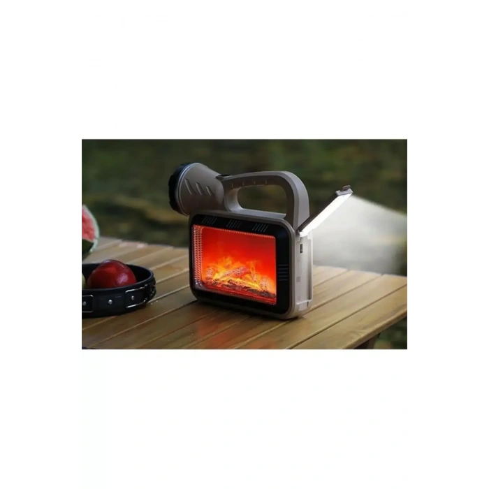 Güneş Enerjili Şömineli Çok Fonksiyonlu Çift Işık Kaynağı Usb Şarjlı Solar El Feneri