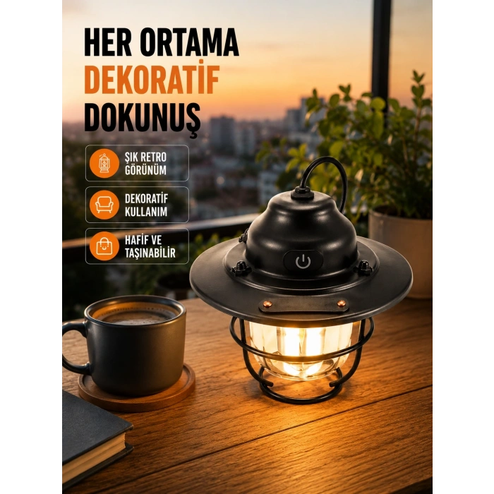 Hafif Ve Taşınabilir Retro Tasarım Kamp Lambası