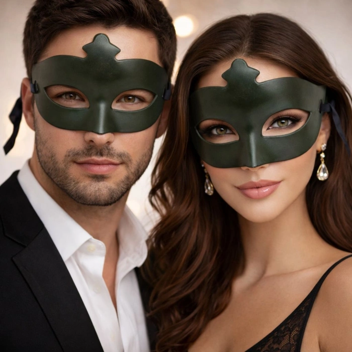 Haki Yeşil Gizemli Masquerade Maskesi (5263)