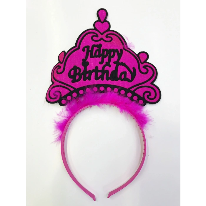 Happy Birthday Yazılı Neon Renk Taç 12 Adet (5263)