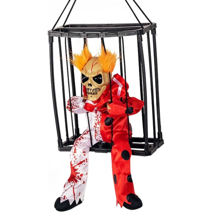 Hareketli Sesli Sensörlü Mahkum Joker İskelet Dekorasyon 22x27 cm (5263)
