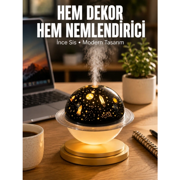 Hava Nemlendirici Renk Değiştiren Oda Kokusu Yıldızlı Projektör