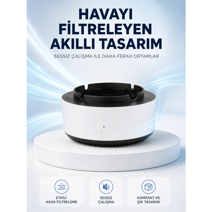 Hava Temizleyici Küllük ,duman Filtreli, Sessiz Çalışan, Şık Tasarım