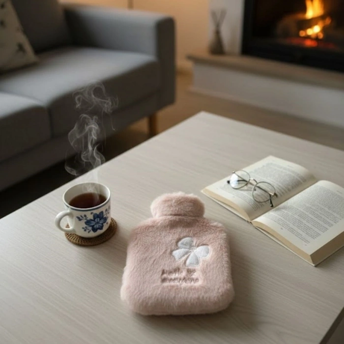 Hello Everyone Yazılı Kurdeleli Pembe Peluş Sıcak Su Torbası 1 Lt – Yumuşak Kılıf, Uzun Süre Sıcak Tutan Termal Su Torbası (5263)