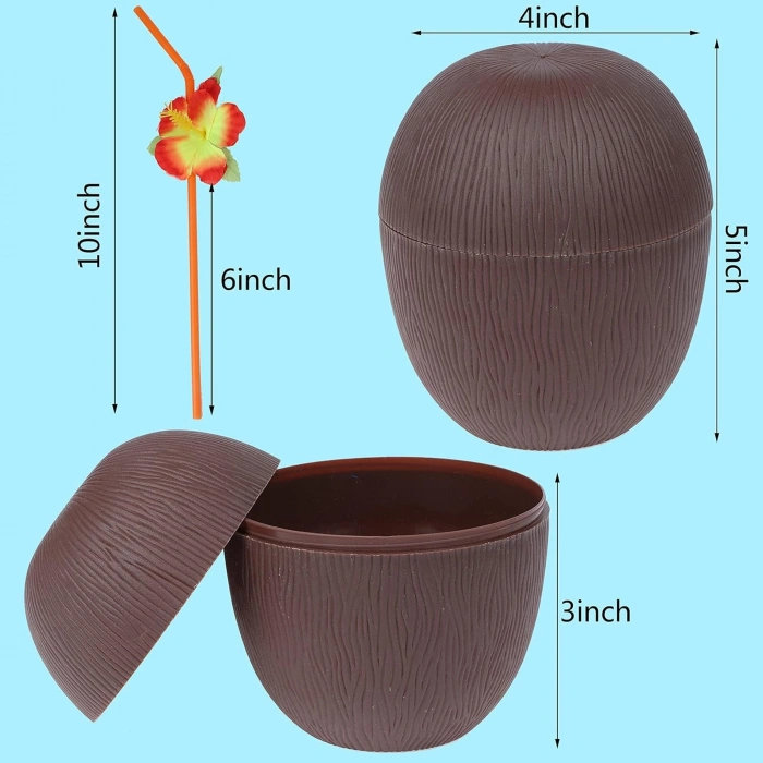 Hindistan Cevizi Hawaii Luau Aloha Pipetli İçecek Kabı Bardak 10x13 cm 1 Adet (5263)