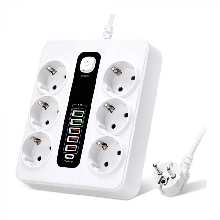 Hp-h04 3000w 10amper 6’lı 2metre Uzatma Kablolu Çoklu Termal Akım Priz