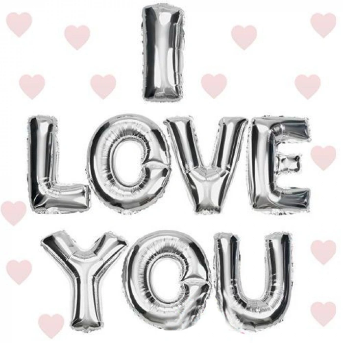 I Love You Folyo Balon Gümüş Renk 35 CM (5263)
