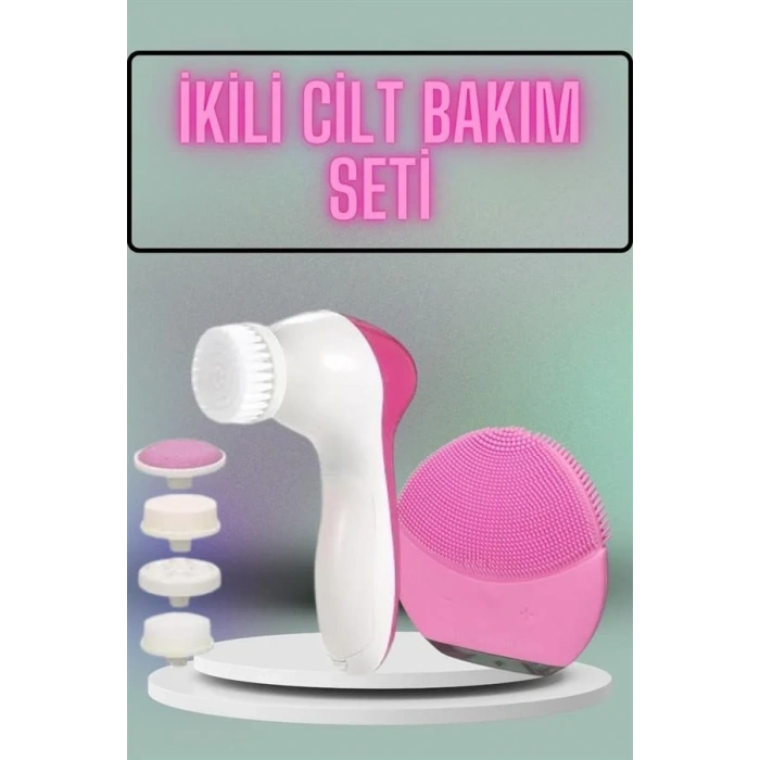 İkili Cilt Bakım Seti 5 Başlıklı Yüz Temizleme Ve Masaj Aleti Canlandırıcı Ve Onarıcı