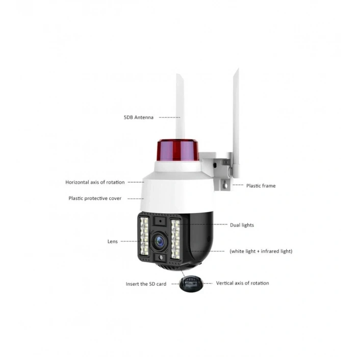 INT-CMR21 SD-kart destekli Hareketli Sesli Gece Renkli PTZ Akıllı Wifi Güvenlik Kamerası (5263)